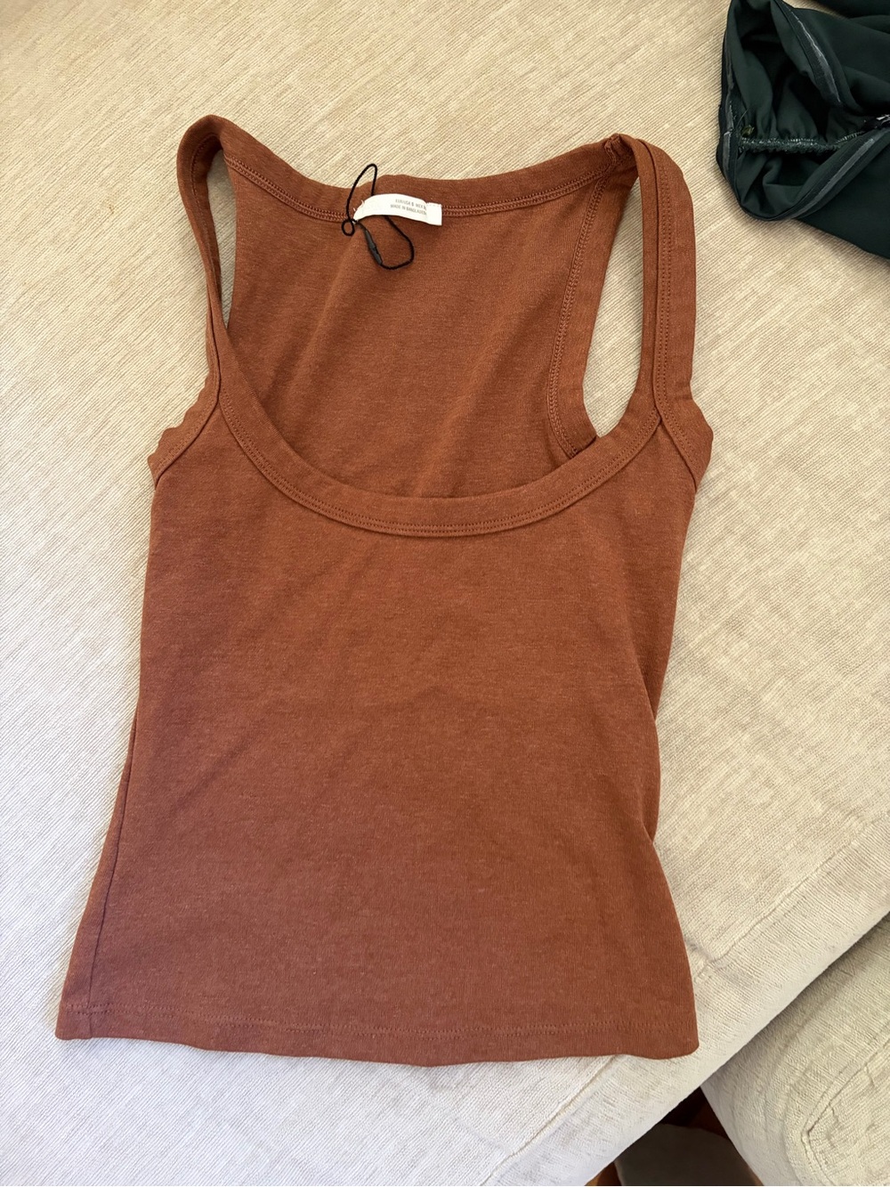ZARA Brown Scoop Neck Fitted Tank Top Size Small